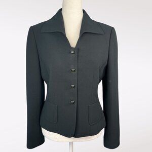 Tahari Arthur S. Levine Black Blazer Jacket Button Front 4 Petite